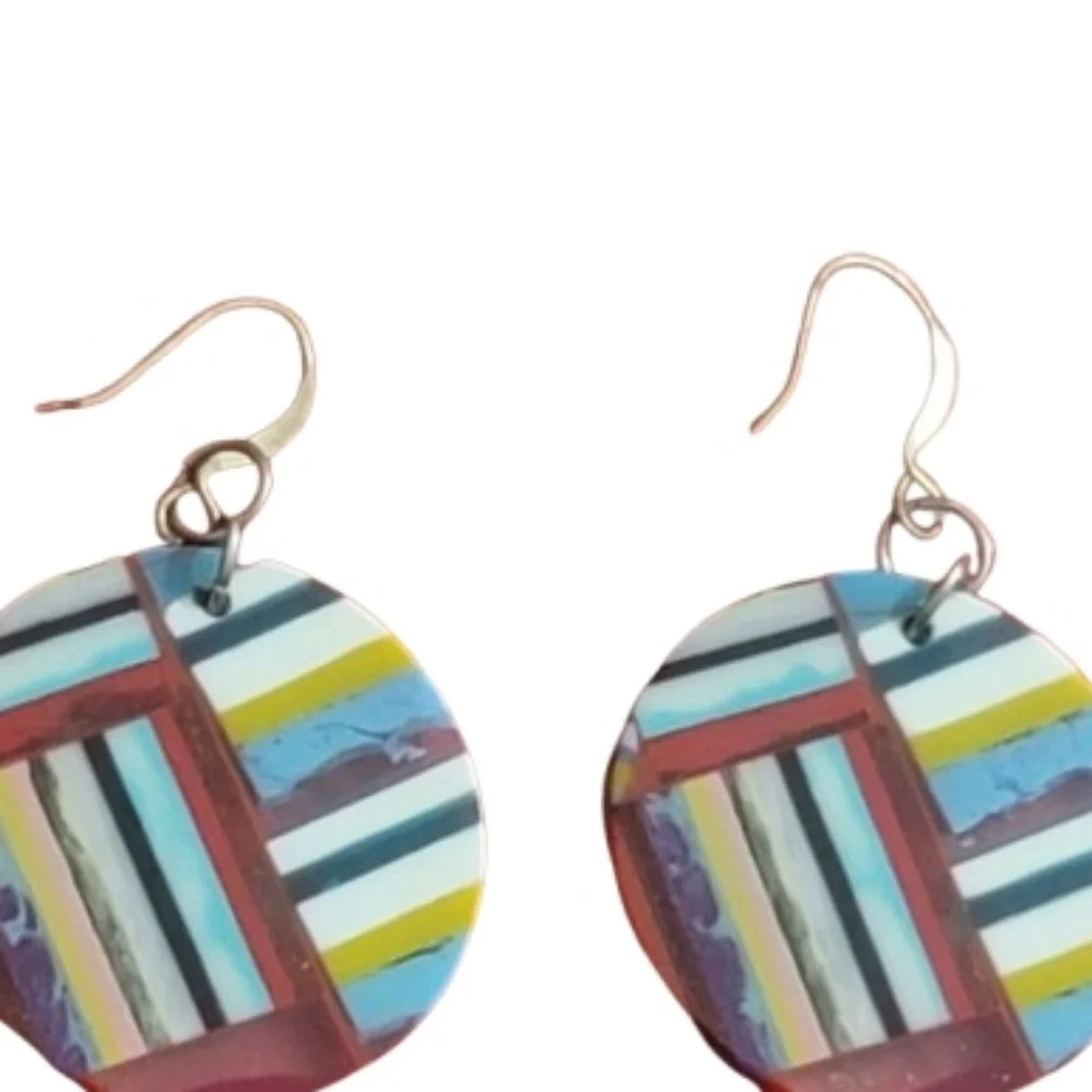 Colorful Geometric Dangle Earrings Multicolor Boho